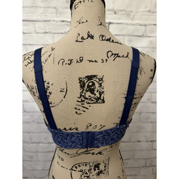 Warner’s 38D Signature Support Blue Floral Lace Underwire Bra 05001X‎ - Picture 3 of 8